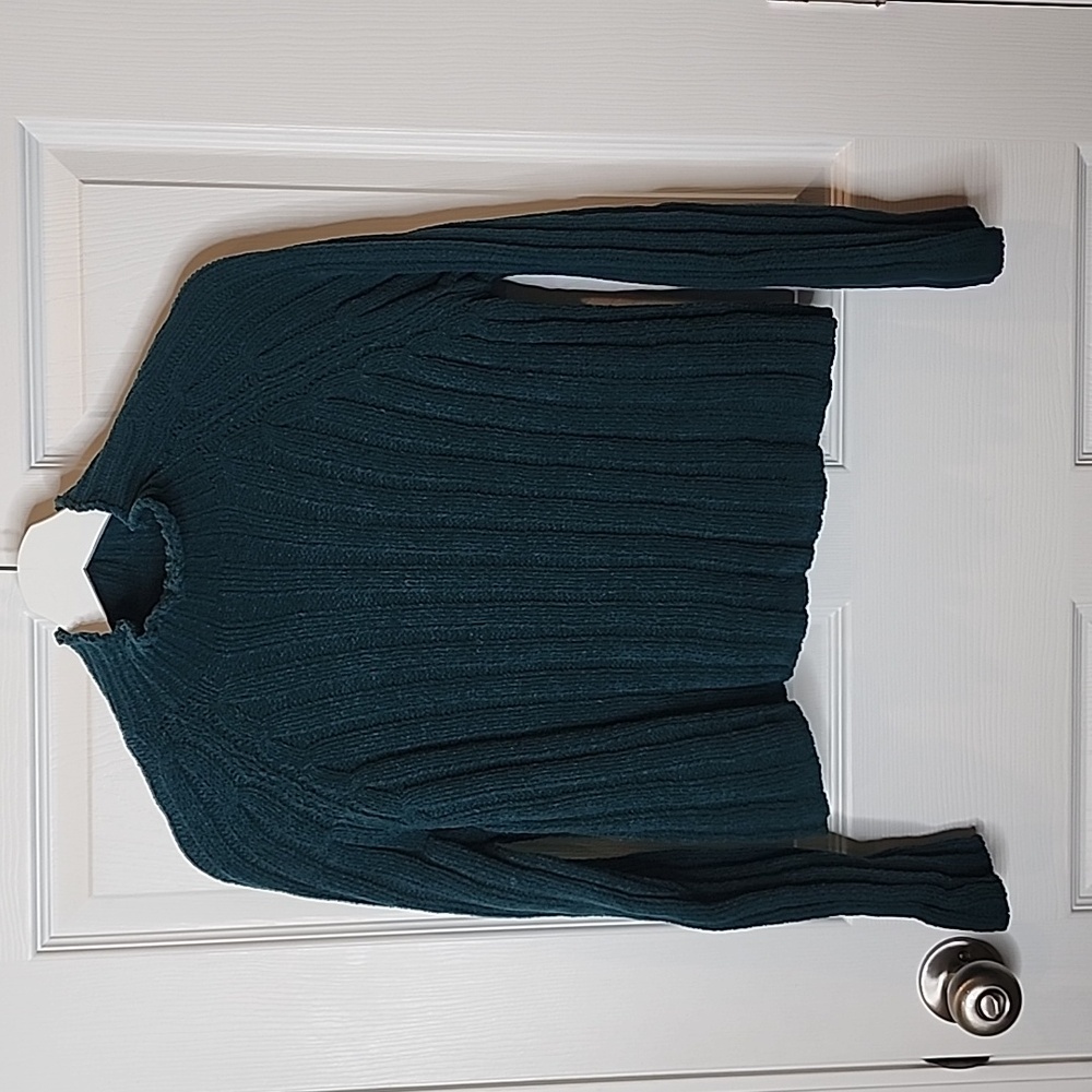 American Eagle Outfitters Hunter Green Mock Neck Open Knit Sweater, Women's XS